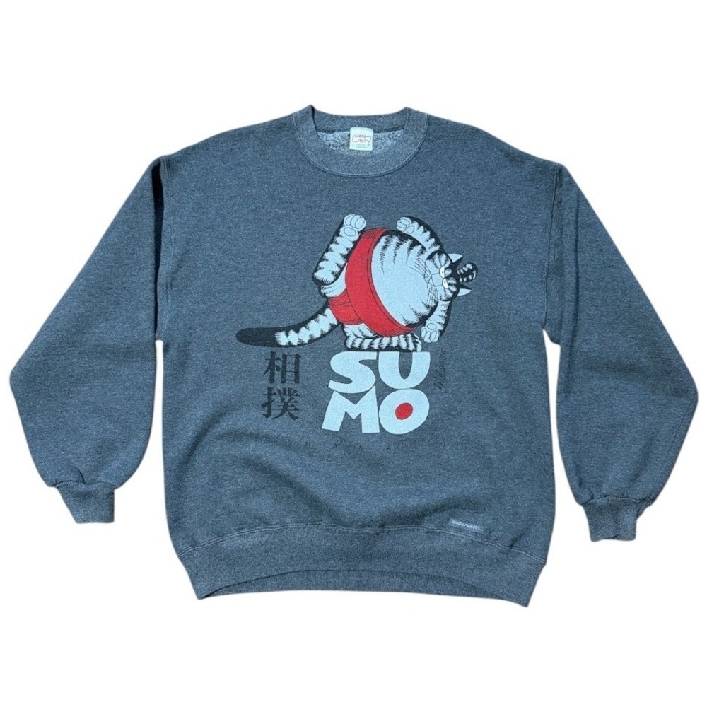 Vintage 80s Hawaii Cat Sumo B Kliban Art Graphic Pullover Crazy Shirts Sweater